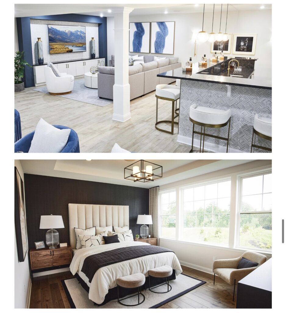  The Fairways at Edgewood model townhouse basement and primary master bedroom picture. 